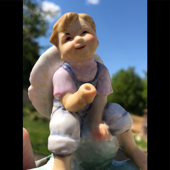 porcelain cactus planter young boy sitting on rock - Picture 10 of 14